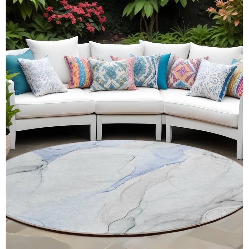 Bax Artistic Abstract Weather Resistant Classic Meets Modern Outdoor Rug - 8' Round - Multi