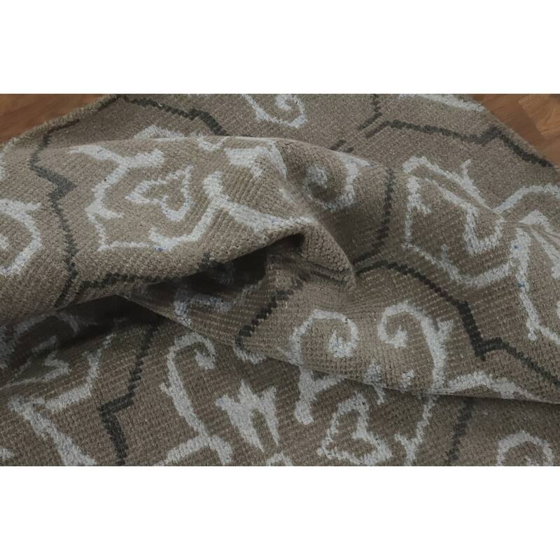 Hand-knotted Modern Wool Grey Geometric Area Rug Oriental Carpet - 7' 7'' X 5' 5''