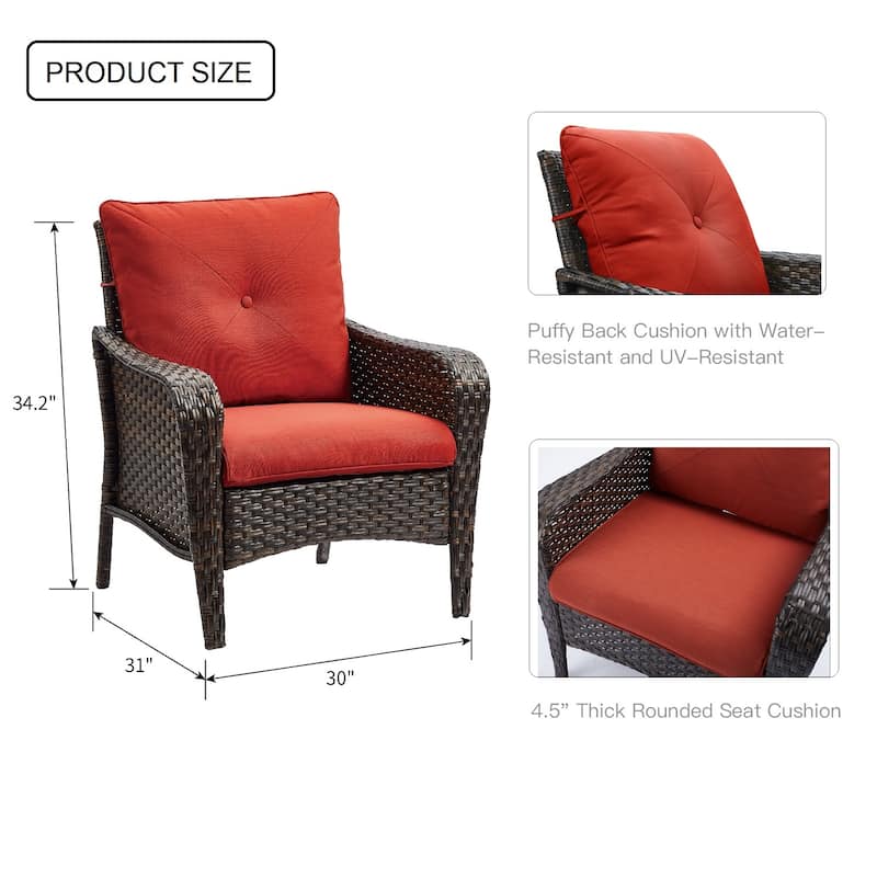 Gymojoy Outdoor Patio Chair with Deep Seating and Cushion (set of 2)