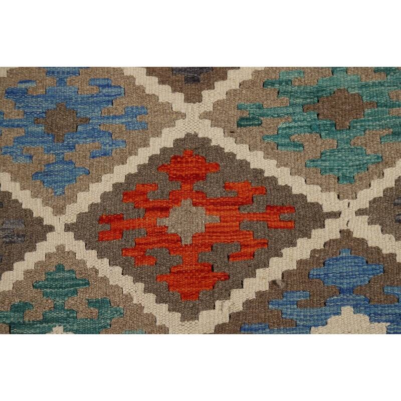 Trellis Kilim Area Rug Flatweave Oriental Wool Carpet - 8'5" x 10'1"