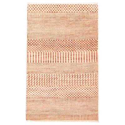 ECARPETGALLERY Hand-knotted Silk Shadow Red Wool Rug - 3'0 x 5'0