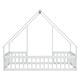 preview thumbnail 9 of 25, Twin Size Solid Wood House-Shaped Floor Bed with Fence and Guardrails