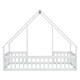 preview thumbnail 10 of 10, White Twin Size Pine Wood House-Shaped Floor Bed with Fence and Roof