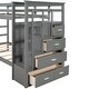preview thumbnail 31 of 43, Wood Twin Over Twin Bunk Bed with Trundle and Staircase