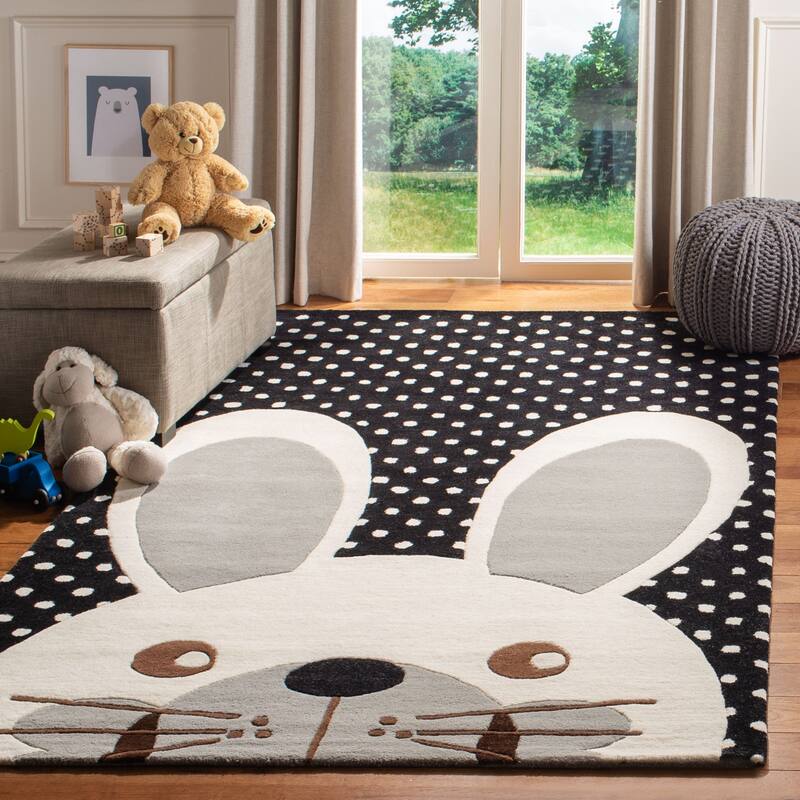 SAFAVIEH Handmade Kids Kadijah Wool Rug - 8' x 10' - Black/Ivory