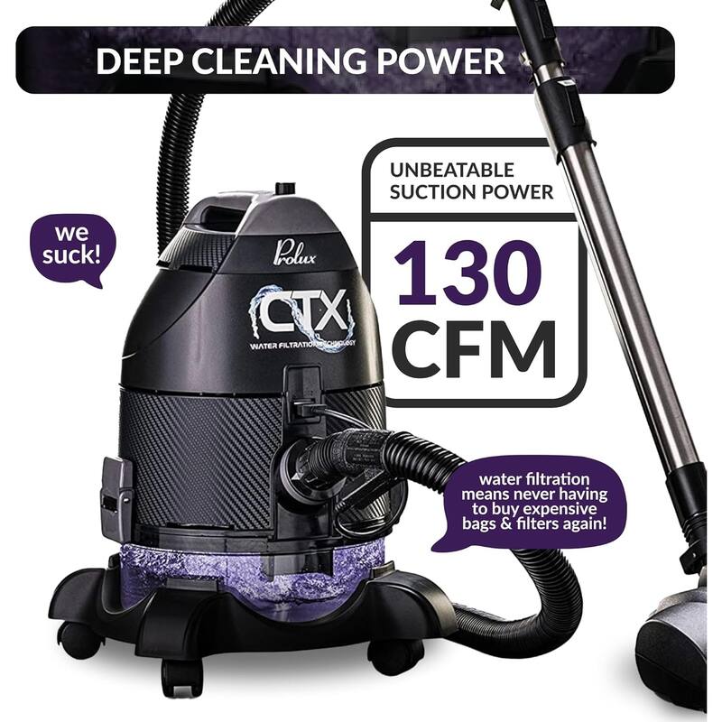 Prolux CTX ELITE Bagless Canister Vacuum Cleaner w/ Storm Shampooer Kit