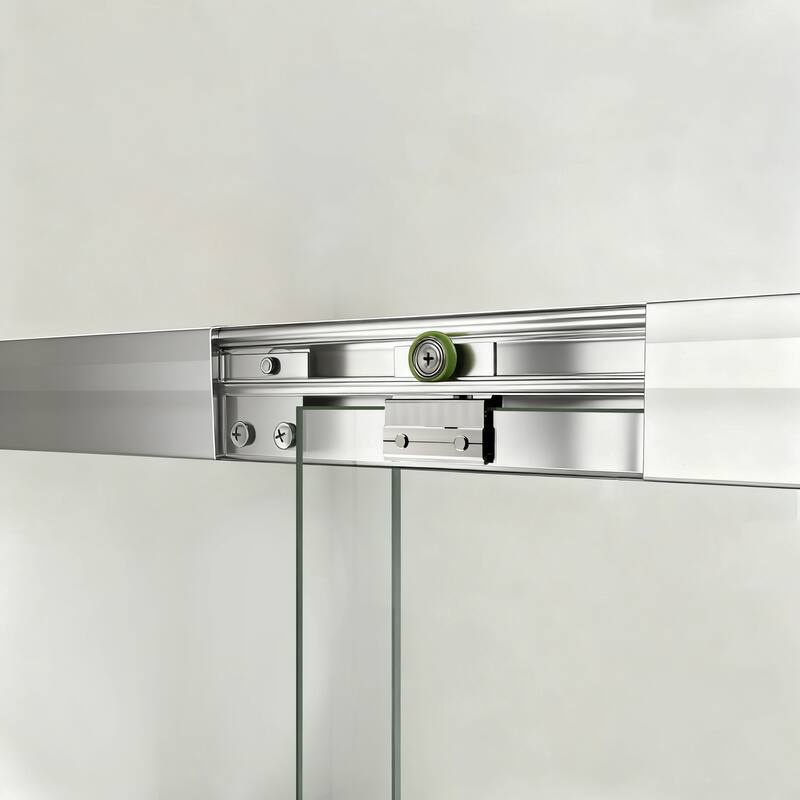 ABRUZZO 56-60" W x 72" H Semi-Frameless Double Sliding Tempered Glass Shower Door with Dual Towel Bars
