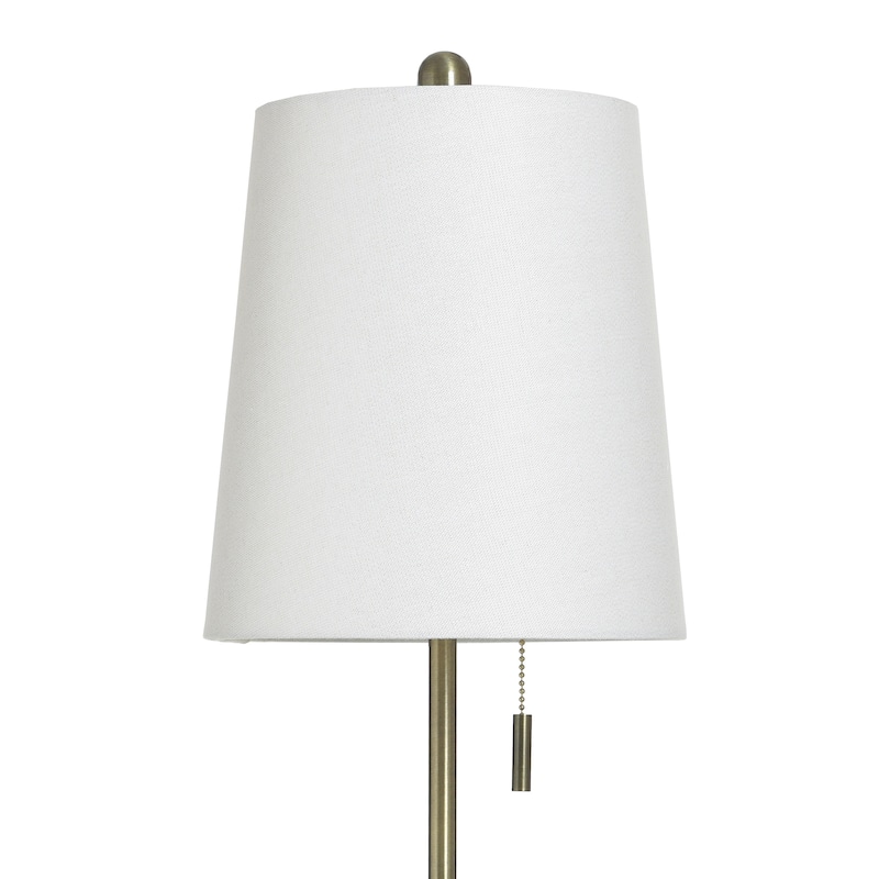 StyleCraft Metal & Glass Table Lamp - Antique Brass & Clear Glass - White Shade