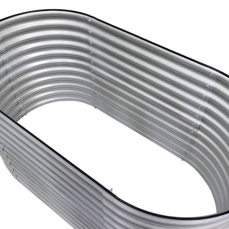 Sunnydaze Stackable Galvalume Steel Raised Garden Bed - 79" Oval