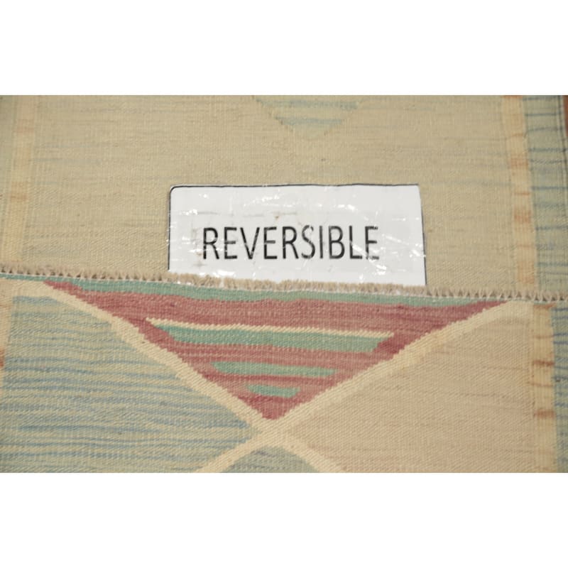Hand Woven Oriental 100% Wool Carpet Southwestern Geometric Navy Blue & Blues Kilim Runner Rug - 7' 9'' X 2' 0''