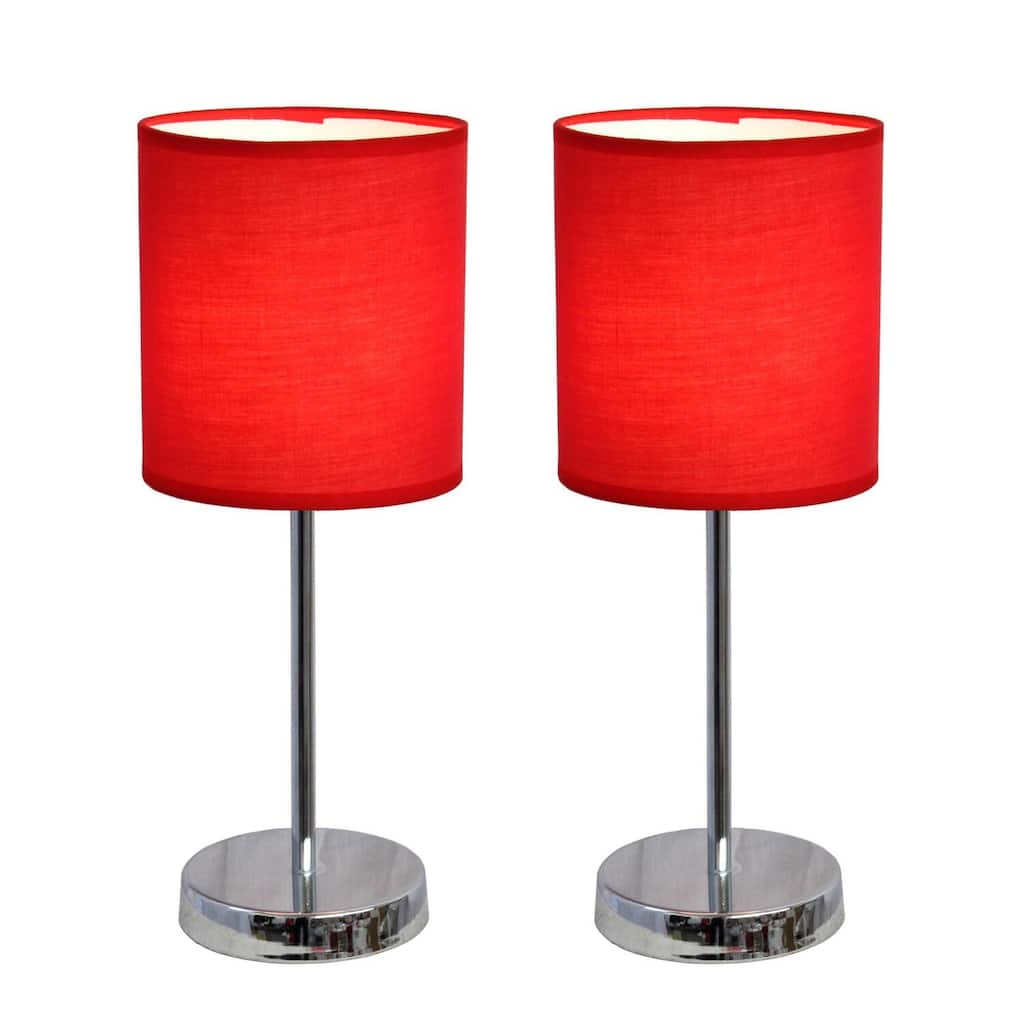 11.81 in. Chrome Finish Table Lamp with Red Shade, Sturdy Table Lamp for Living Rooms and Bedrooms