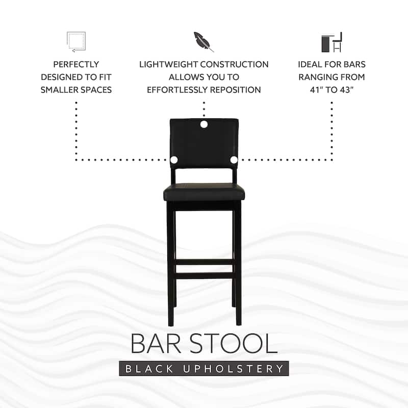 Linon Lombardy Faux Leather and Rubberwood Bar Stool