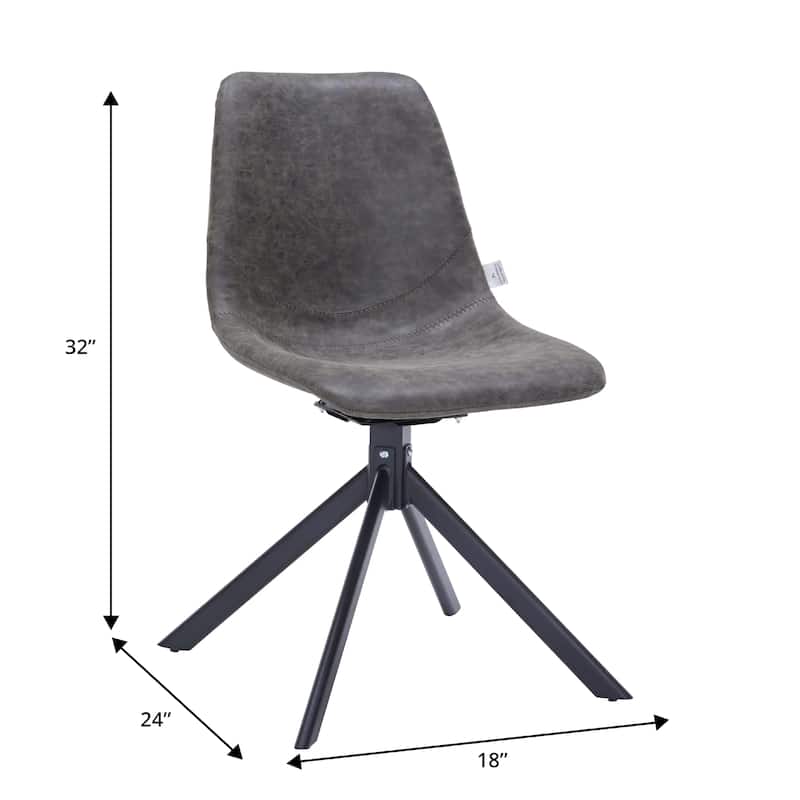 Markley Leather Dining Chair 360 Degree Swivel with Iron legs Modern Accent Side Chair Set of 2