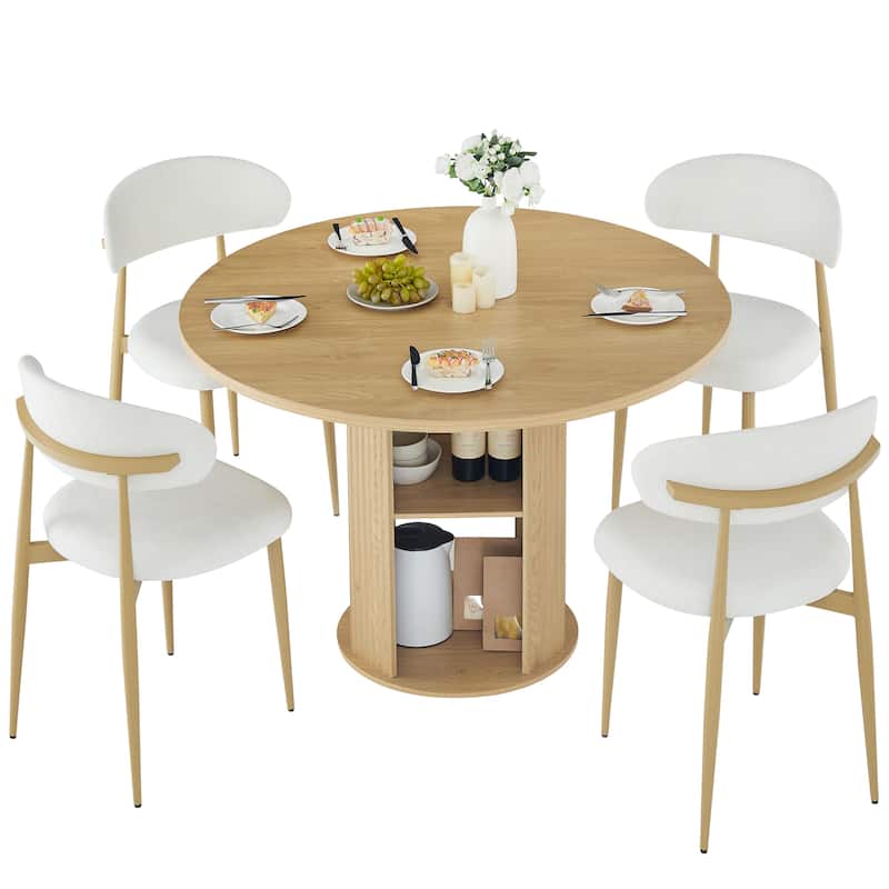 Round Dining Table Set with Two Chairs Blends Modern and Farmhouse Styles for Cozy Kitchen Spaces