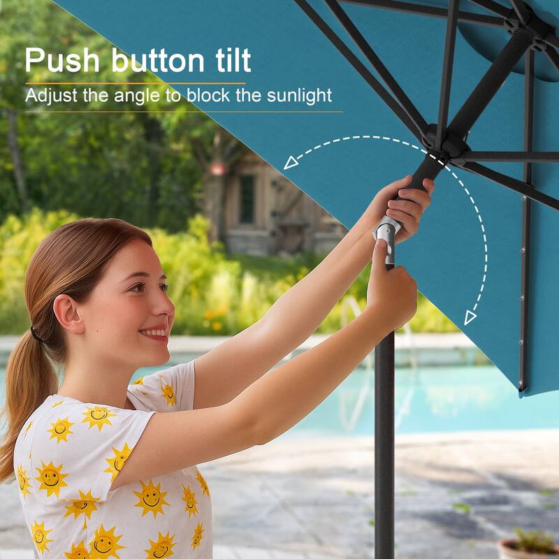LIVOOSUN 6x9Ft LED Patio Umbrella Weather Resistant Table Umbrella