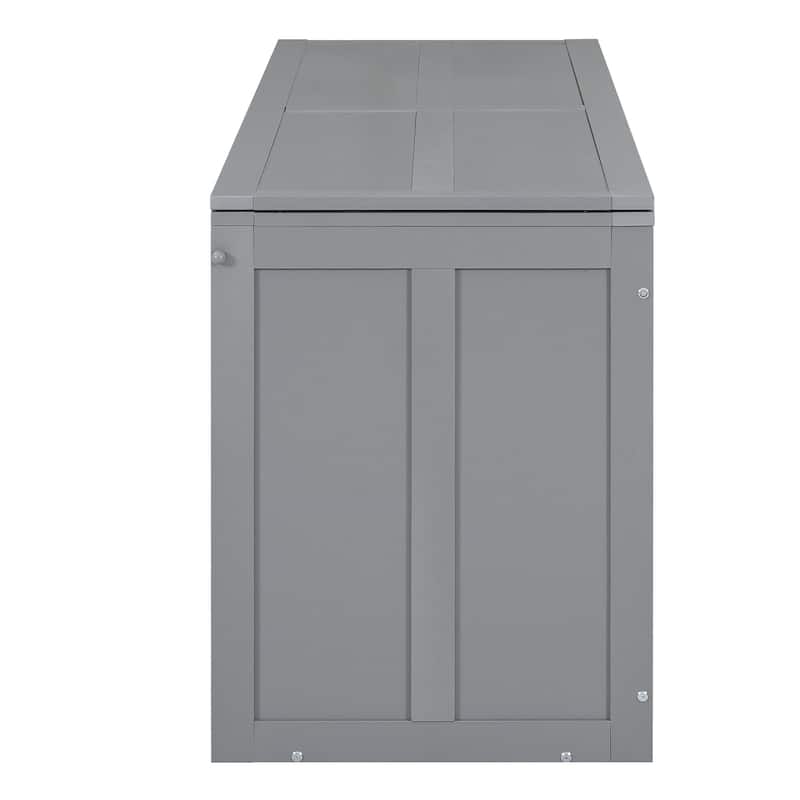 Grey Pine Wood & MDF Queen Size Murphy Bed with Rotatable Desk and Storage Shelves