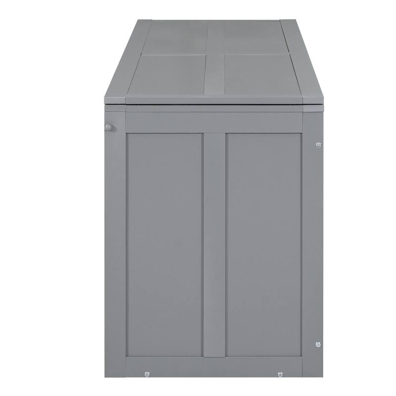 Grey Queen Murphy Bed with Rotating Desk and Shelves - Pine Wood and MDF Space-Saving Design