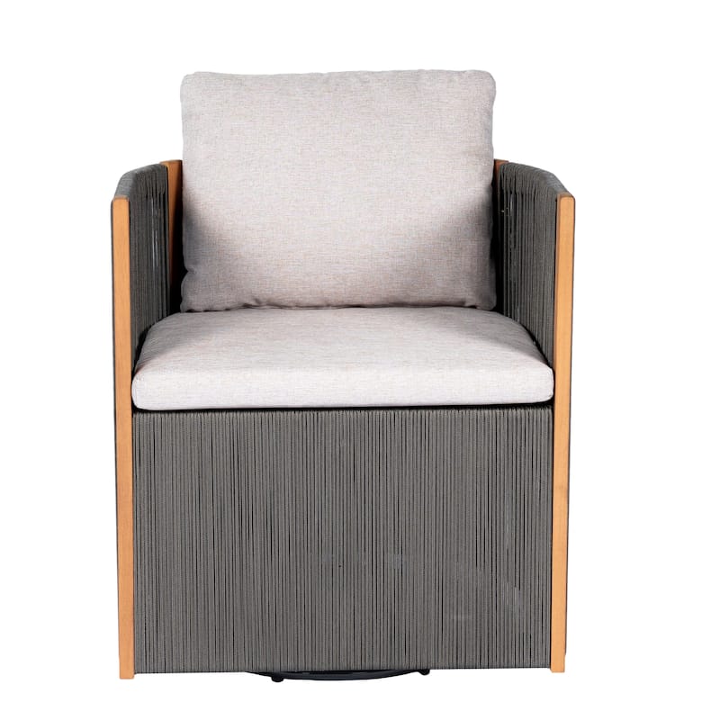 Christopher Knight Home - Orsini Outdoor Acacia Wood Dining Set with 180° Swivel Chairs & 15.00" Round Side Table