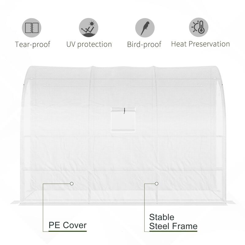Outsunny 10' x 5' x 7' Outdoor Walk-In Greenhouse, Plant Nursery with Zippered Doors, PE Cover and 3-Tier Shelves
