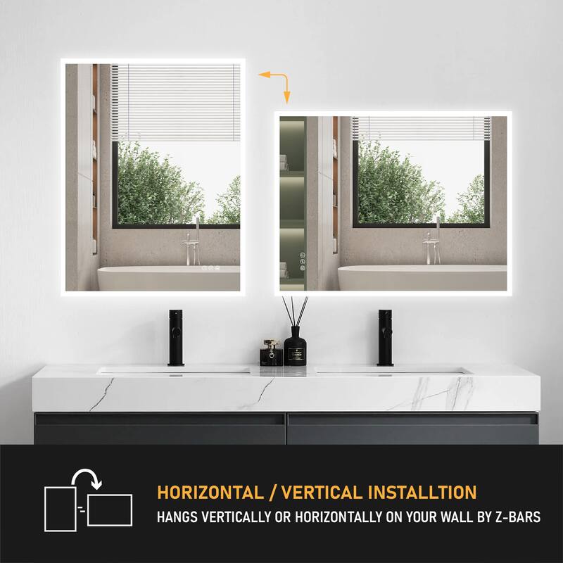 Modern Wall Mounted LED Bathroom Frontlit/Backlit Mirror With PMMA Diffuser