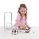 preview thumbnail 4 of 2, Melissa & Doug Stainless Steel Tea Set and Storage Stand, 11 Pieces - Silver