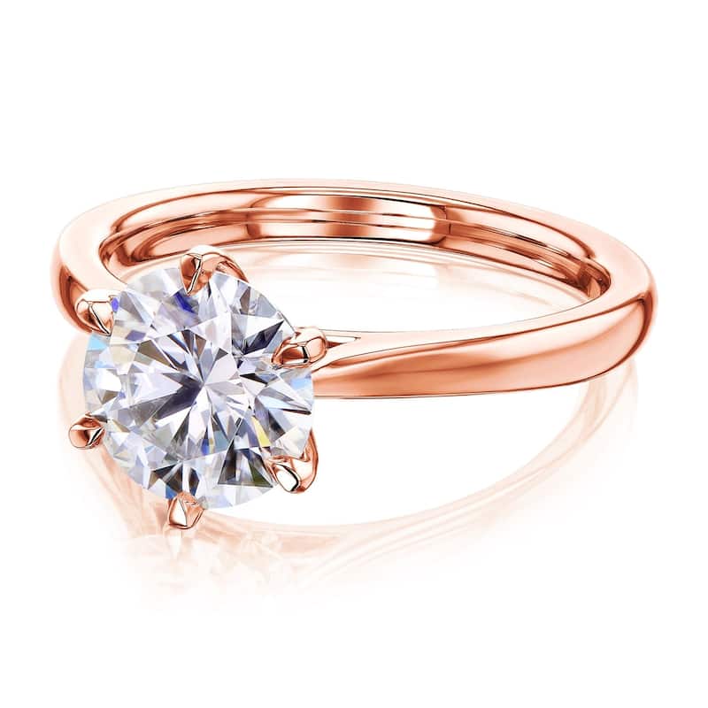 Kobelli 2 Carat Lab Grown Diamond Certified 14k Solid Gold Taper Shank Solitaire Tokyo Engagement Ring (EF/VS)