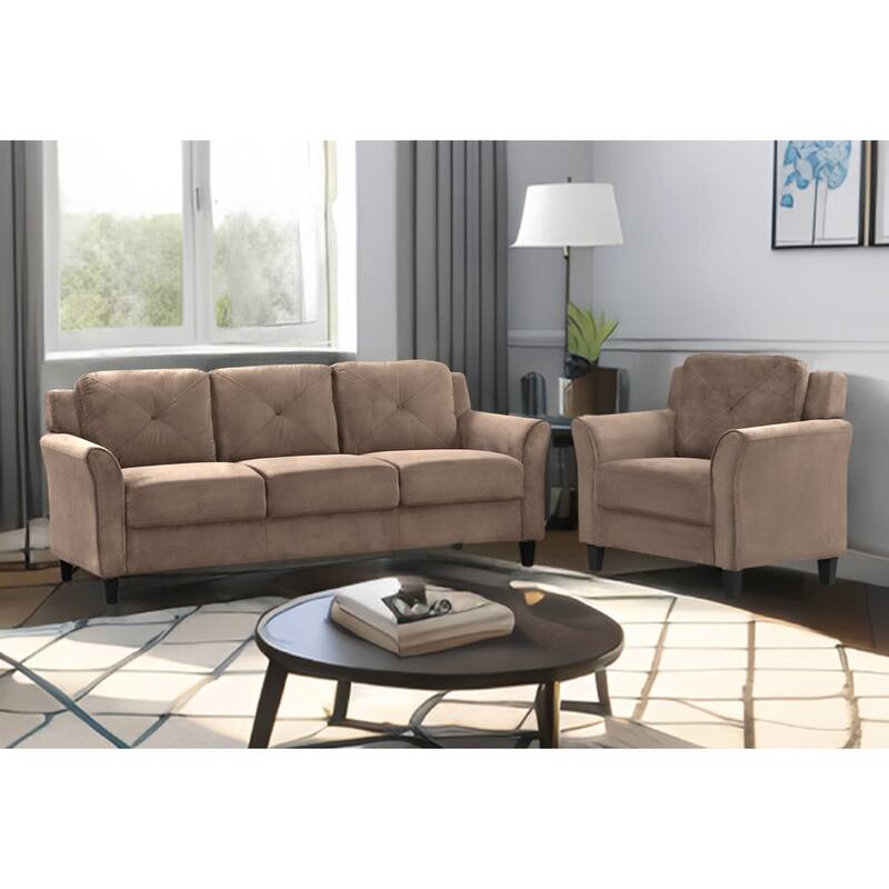 74.9" Polyester 3-seater Sofa With Solid Wood Frame and High Elastic Sponges Cushion for Living Room