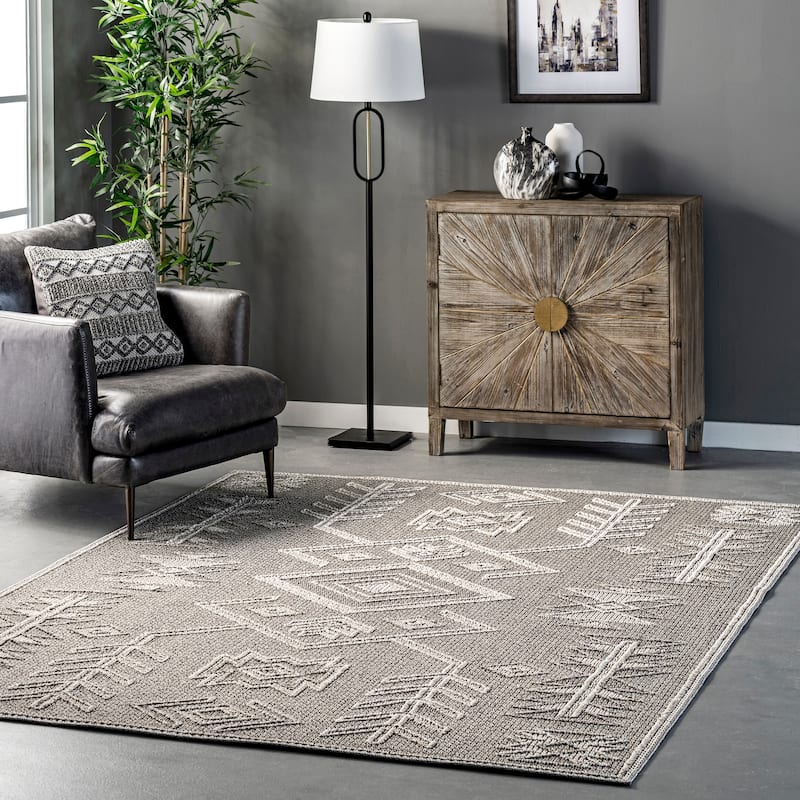 Nuloom Theresa Textured Southwestern Area Rug - 5'3" x 7'6" - Grey - Rectangle