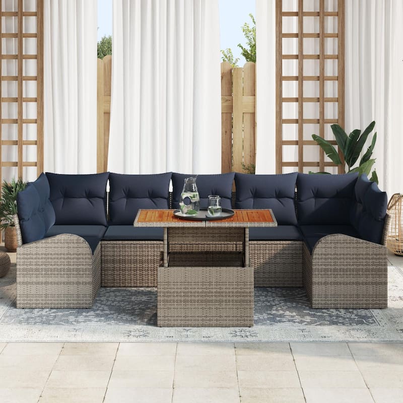 vidaXL 8 Piece Garden Sofa Set with Cushions - 113.8×48.8×27.2