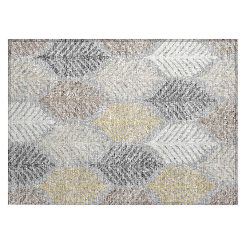 Machine Washable Indoor/ Outdoor Modern Fern Chantille Rug