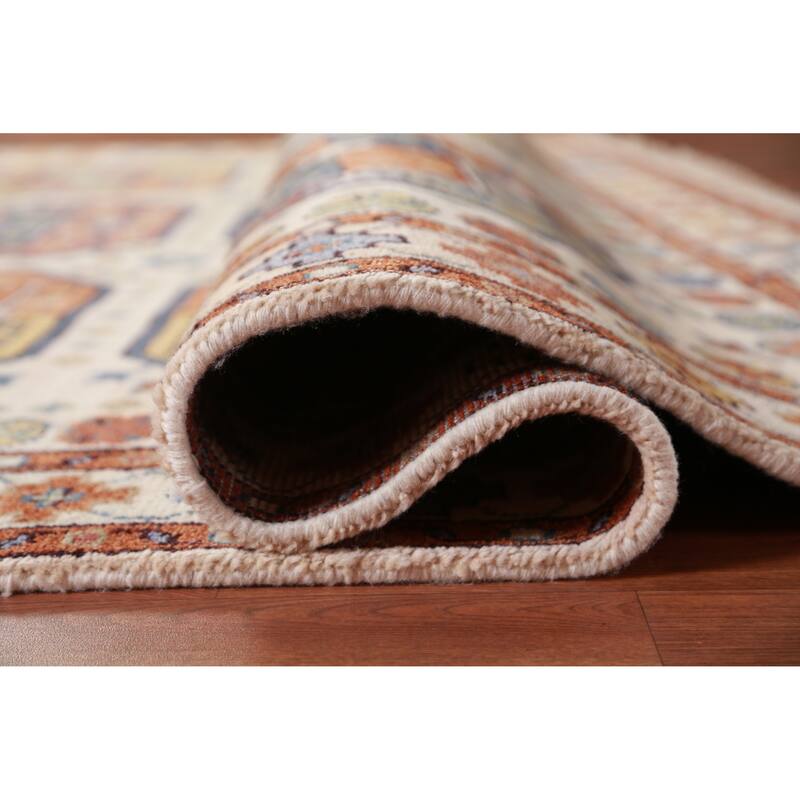 Hand Knotted Oriental 100% Wool Carpet Traditional Geometric Beige & Ivories Heriz (serapi) Area Rug - 10' 0'' X 8' 2''