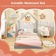 preview thumbnail 13 of 31, Costway Twin Size Floor Bed for Kids with Chimney Headboard & Handrail
