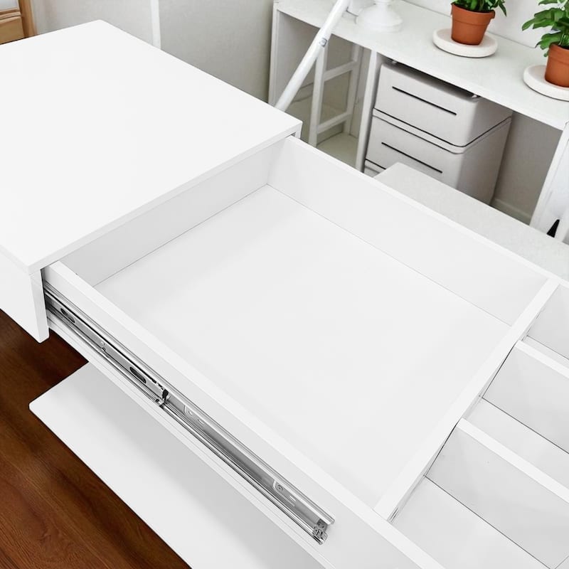 41.3"-76.7" Extendable Coffee Table with Hidden Storage, High Gloss Finish, Multiple Compartments & 16-Color LED Lights