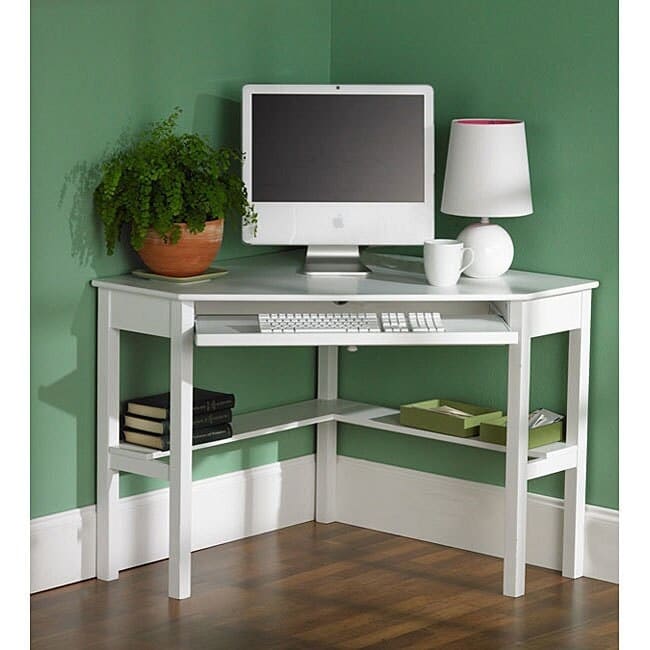 SEI Furniture Crescent White Birch Corner Desk