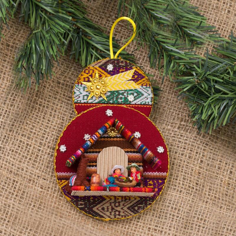 Novica Handmade Nativity In The Andes Fabric Ornament