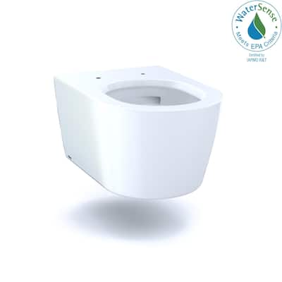 Toto Rp Wall-Hung Contemporary D-Shape Dual Flush 1.28 and 0.9 Gpf Toilet with Cefiontect Cotton White