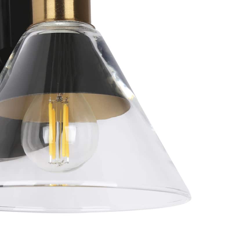 Petia Modern Farmhouse 1-Light Wall Scocnes Glass Bathroom Vanity Lights with Cone Shade - L 5.5" x D 6.7" x H 6.7"