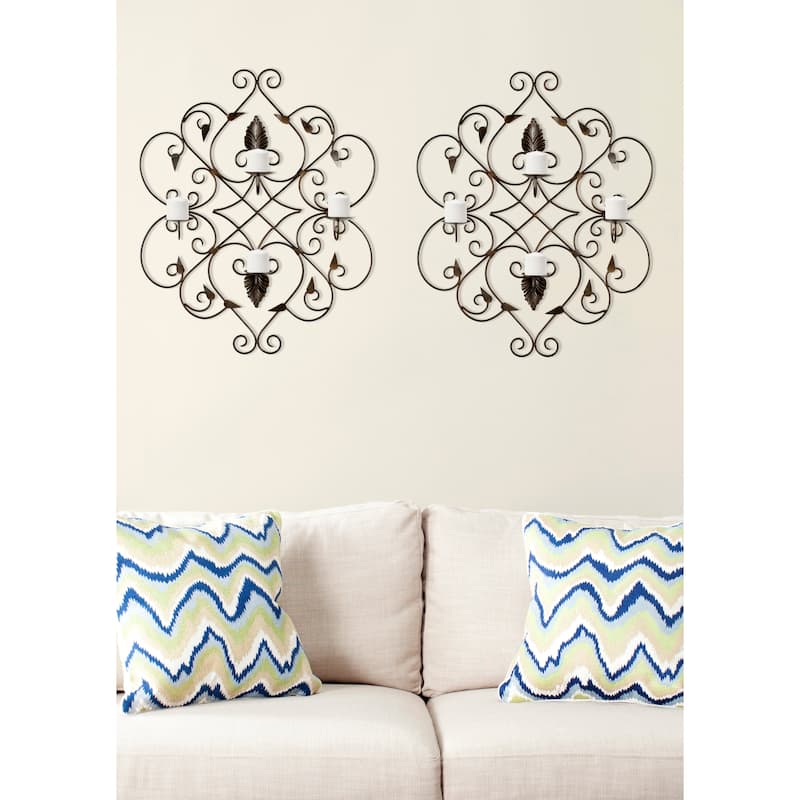 SAFAVIEH Lighting Alkinoi Metal Work Candle Holder Wall Sconce - 27.5"x4.7"x32.3" - 28Wx5Dx32H