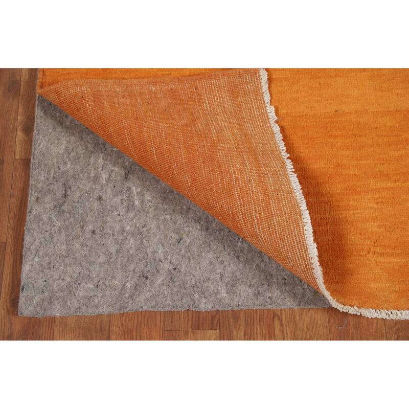 Orange Gabbeh Modern Rug Hand-Knotted Wool Carpet - 4'0"x 5'9"