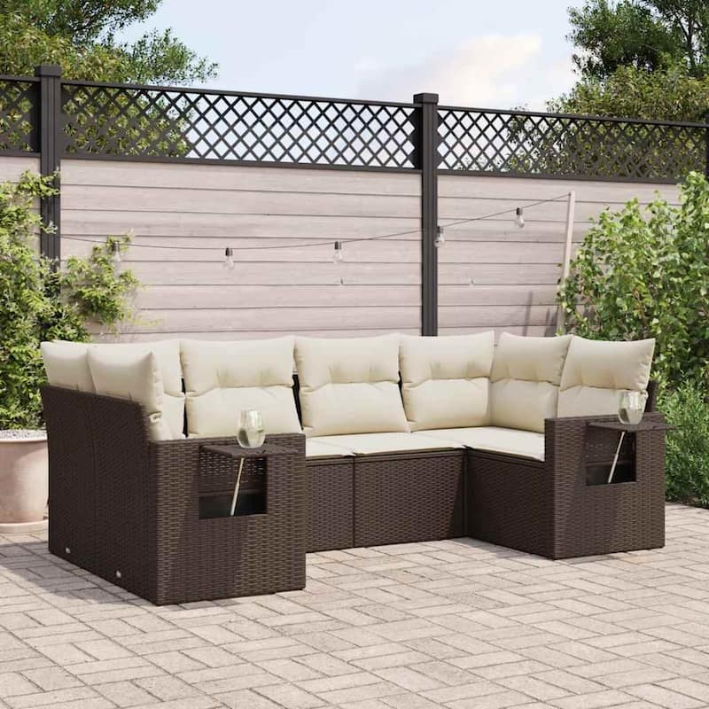 vidaXL Garden Sofa Set - 24.4 x 33.5 x 27.2 - Brown and cream