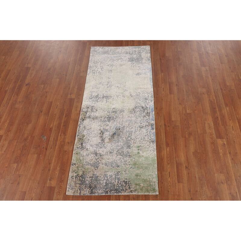 Contemporary Abstract Foyer Rug Handmade Multi-Color Wool Carpet - 2'8"x 6'5"