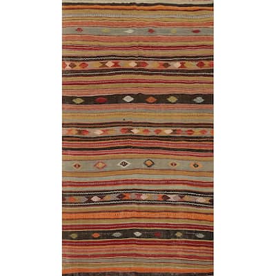 Hand Woven Oriental 100% Wool Carpet Southwestern Tribal Multi-Colored Kilim Area Rug - 9' 8'' X 4' 10''