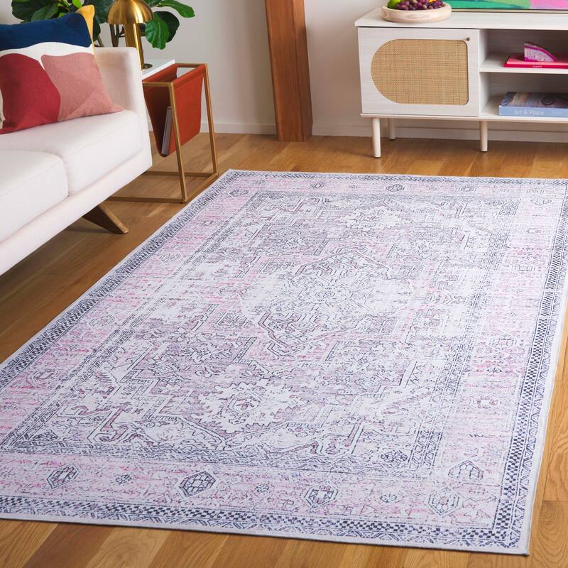 SAFAVIEH Arizona Heepke Vintage Machine Washable Rug - 6' x 9' - Pink/Beige