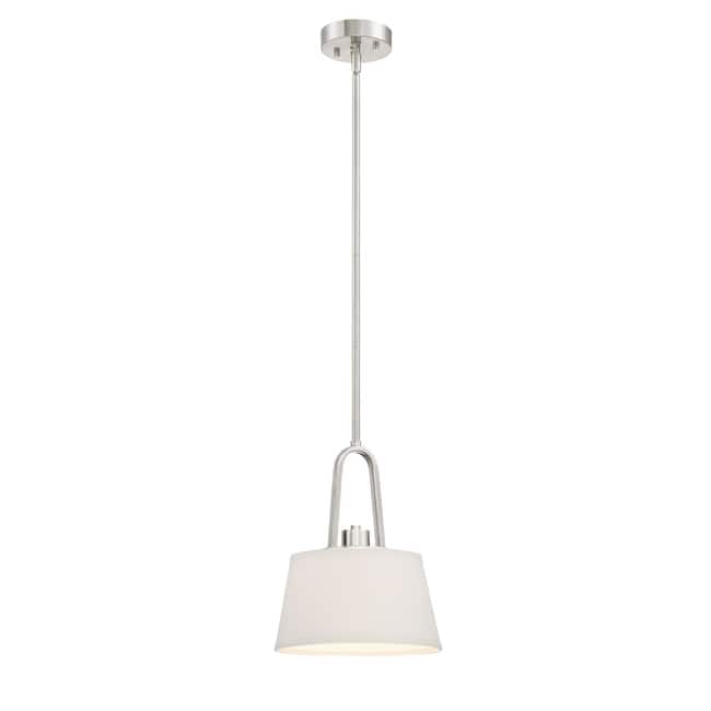 Designers Fountain Studio 9" Wide 1 Light Pendant with Off White - Satin Platinum