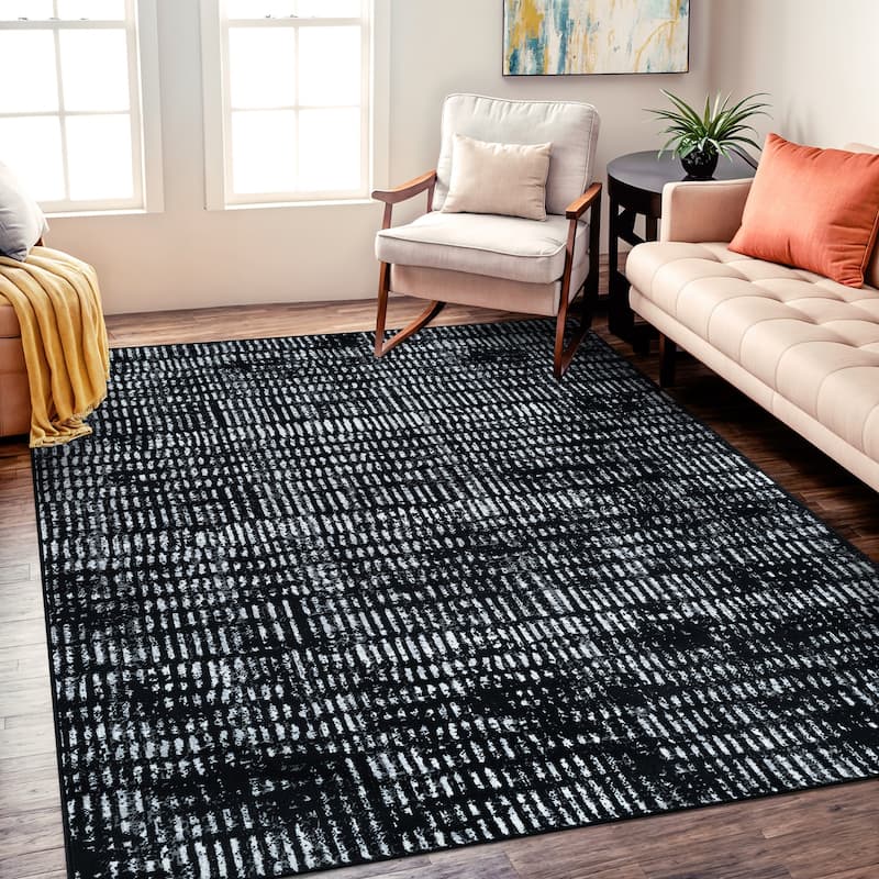 World Rug Gallery Bohemian Minimalist Stripe Desing Area Rug - 5' x 7' - Rectangle