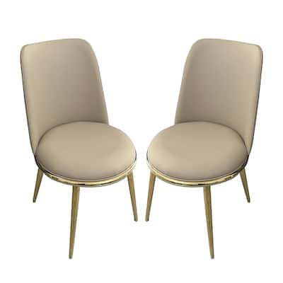 Set of 2 Leatherette and Metal Dining Side Chairs