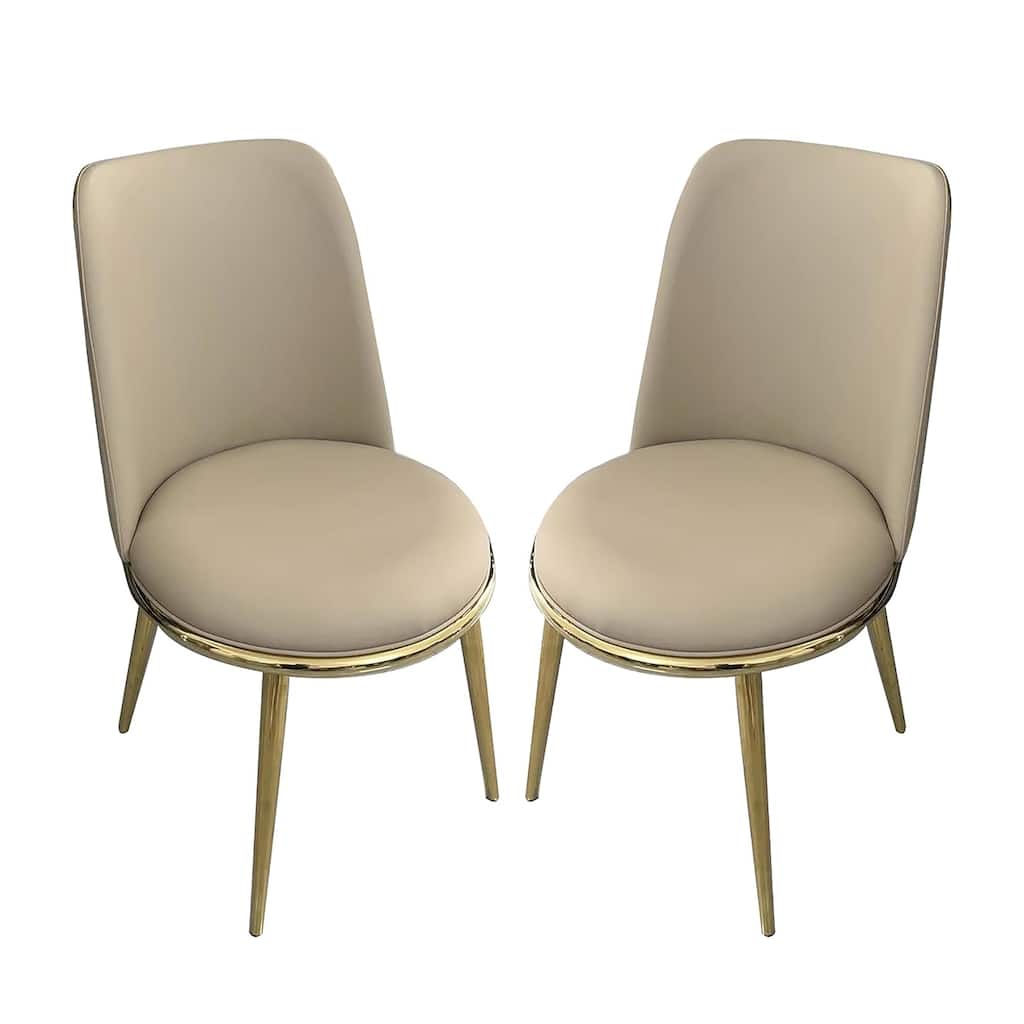 Set of 2 Leatherette and Metal Dining Side Chairs