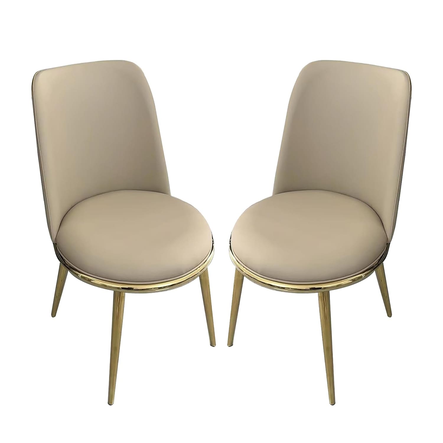 Set of 2 Leatherette and Metal Dining Side Chairs