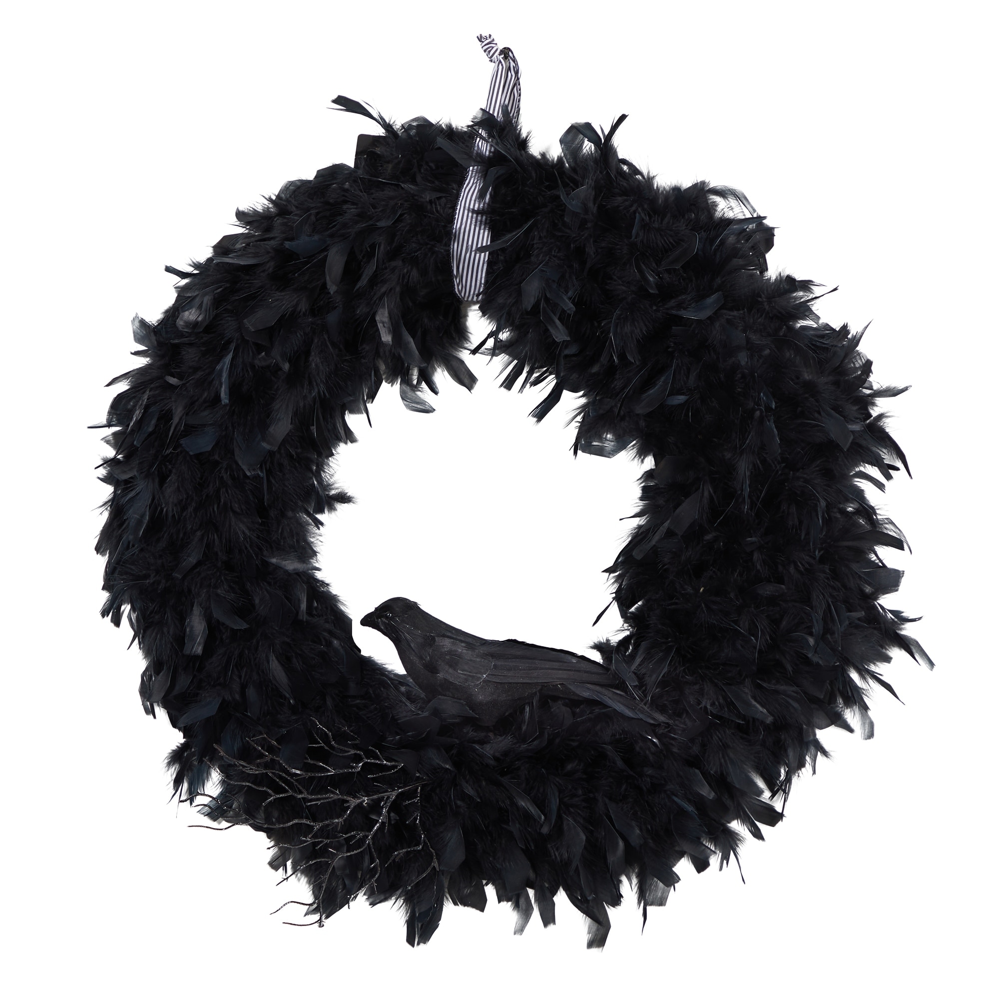 30" Halloween Raven Feather Wreath - 30