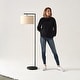 preview thumbnail 38 of 46, Brightech Montage Modern 60 in. Contemporary Arc LED Color Adjusting Floor Lamp with White Fabric Drum Shade